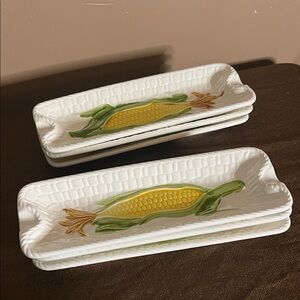 😀Vintage ceramic corn plates set of 6 Japan